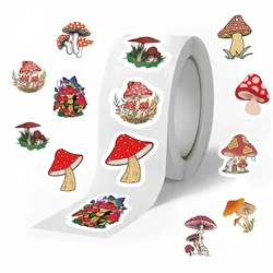 500Pcs/Roll Children Mushroom Reward Stickers School Students Cute Cartoon Encouragement Sticker Scrapbooking Decoration