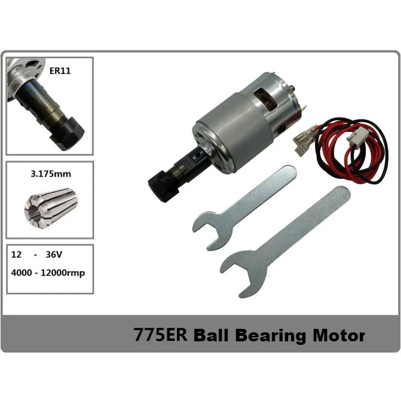 775 D/C Motor 12-36V 4000-12000RPM Engraving Machine Spindle  with ER11 Extension Rod for 1610/2417/3018 CNC Router