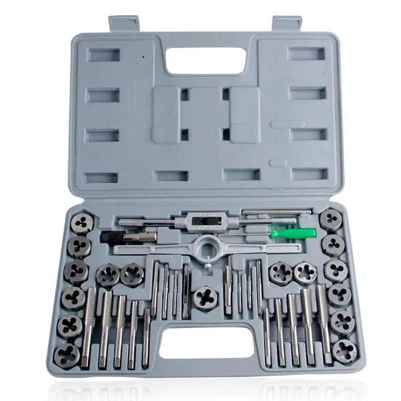 Hot Sale Tap & Die Set 40pcs Tap Die Set Hand Thread Plug Taps Handle Alloy Steel Inch Threading Tool With Case