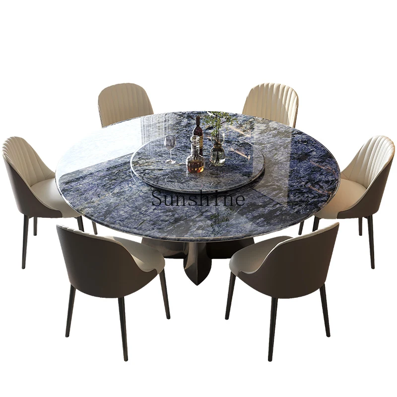 Marble round dining table Natural supercrystalline stone Home restaurant Clover round dining table