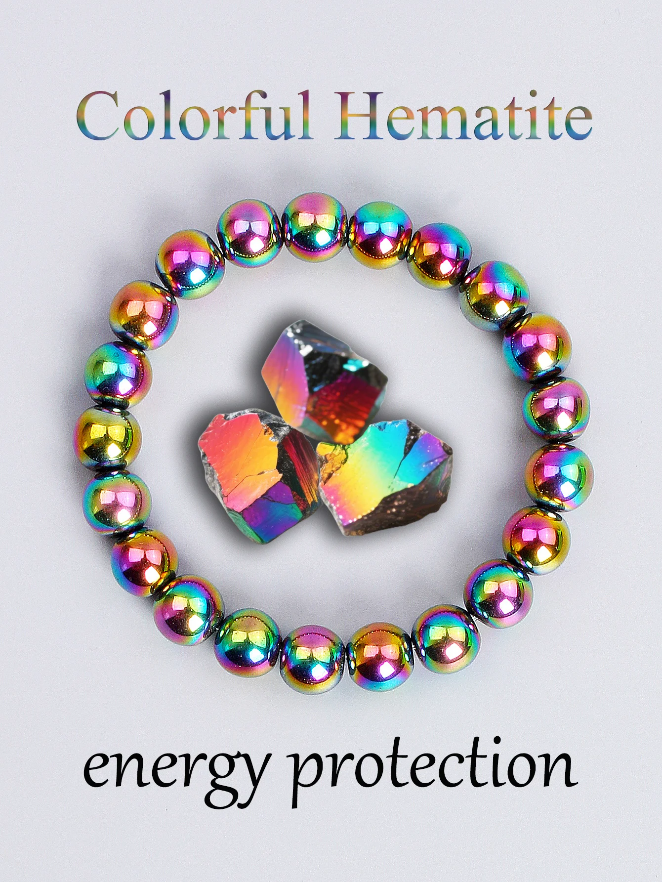 Natural Stone Colorful Hematite Bead Bracelet Protection Grounding & Confidence Strength Enhancer Positive Energy Boost Jewelry