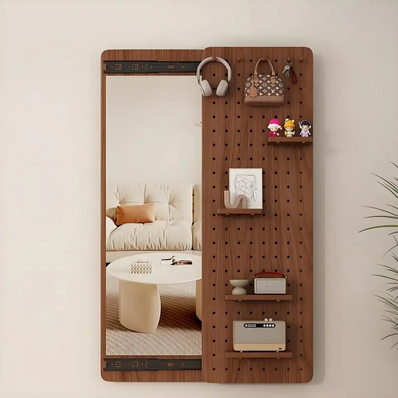 Sliding mirror invisible can be closed hidden entrance full body mirror wall mount fitting mirror hole hole board solid wood