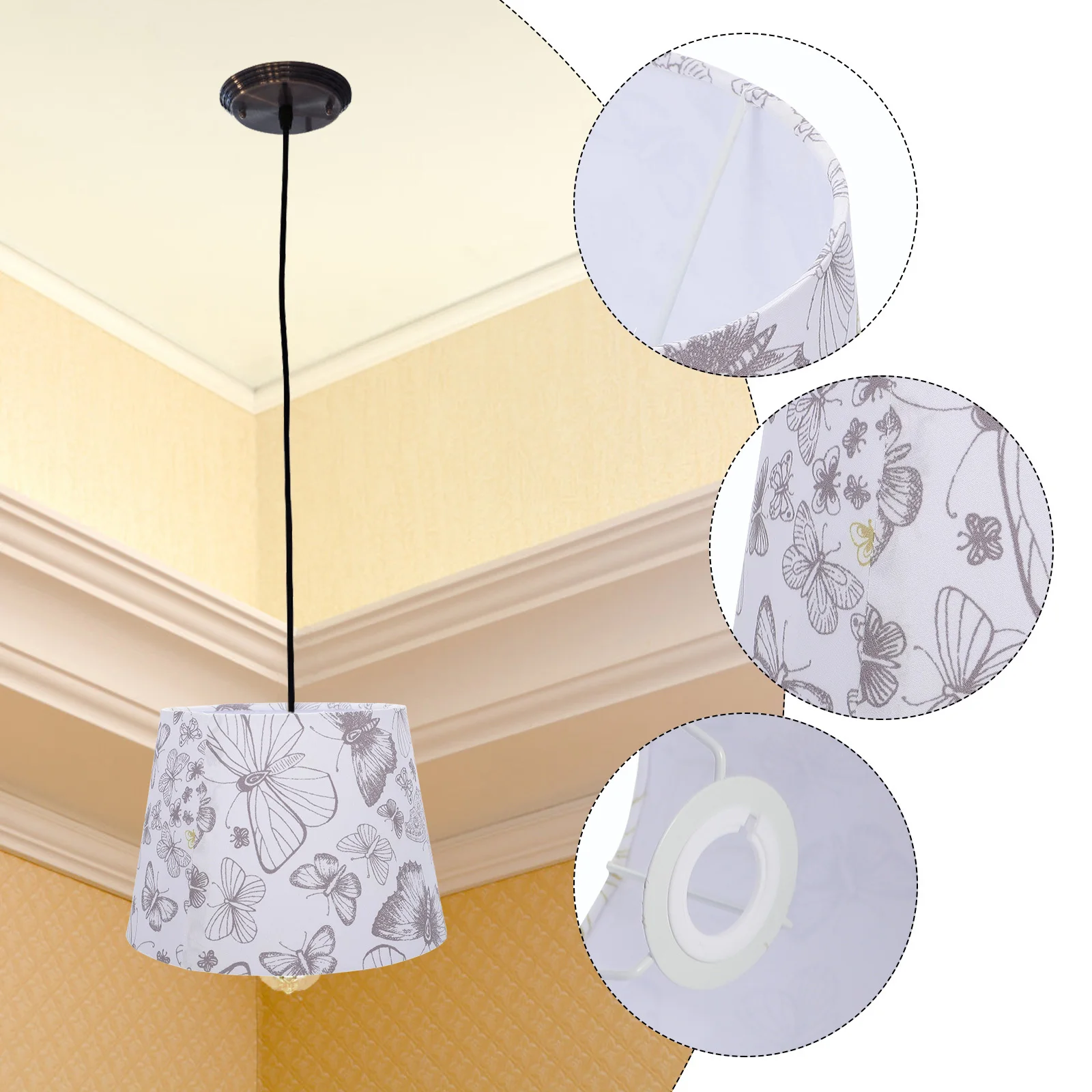 

Fabric Lamp Shade Round Modern Table Lamp Cover For Home Hotel Bedroom Study Durable Printing Lampshade Lighting