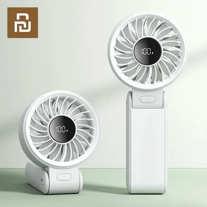 Xiaomi-Ventilador portátil JISULIFE, ventiladores portáteis dobráveis de pescoço, mudo de 5 velocidades, refrigerador mudo recarregável USB, ventiladores portáteis, 5000mAh