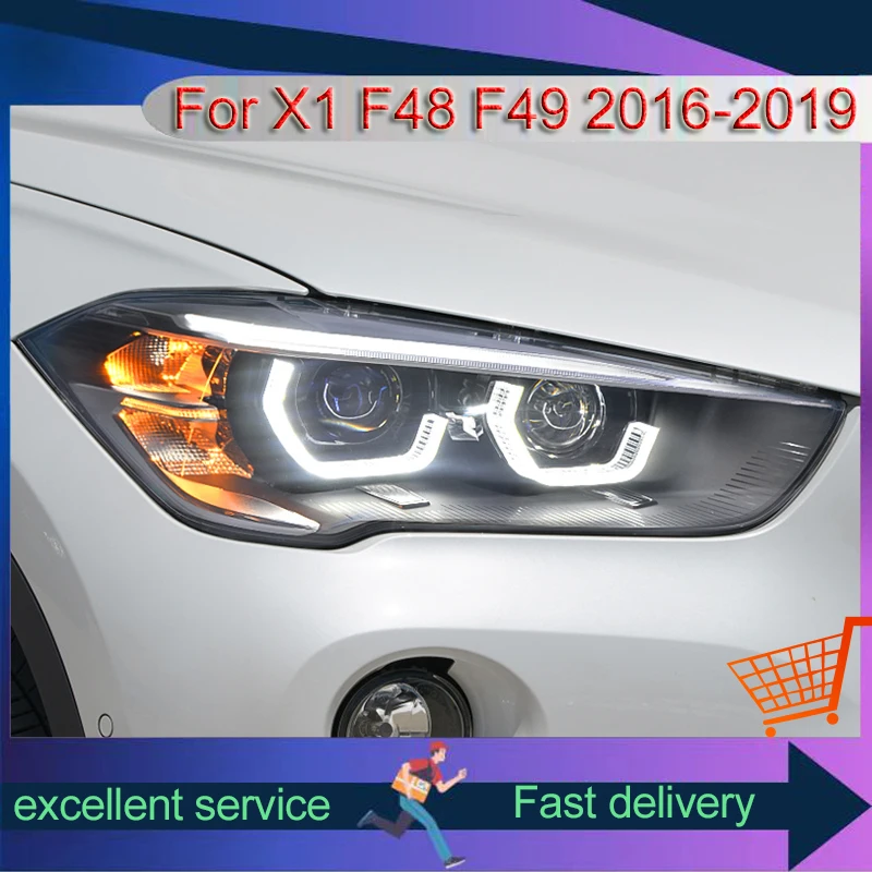 New Style Auto Headlight For BMW X1 F48 F49 2016-2019 Refit Laser Lens LED Spoon Shape DRL Turn Signal Light Assembly Front Lamp