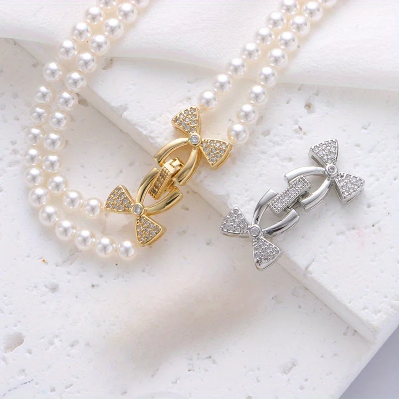 A DIY necklace buckle, bracelet buckle copper plated 18K gold butterfly micro inlaid synthetic zircon accessory suitable for DIY