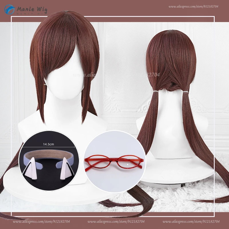 

High Quality Anime EVA Mari Makinami Illustrious Cosplay Wig 80cm Long Brown Red Wigs Heat Resistant Synthetic Hair + Wig Cap