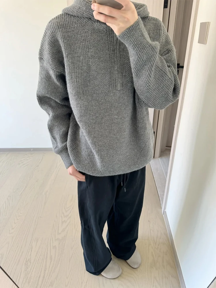 

Мужской вязаный свитер с капюшоном на молнии, свободный крой, в американском стиле, осенне-зимняя верхняя одежда, модный бренд, высококачественный, свободный, повседневный стиль