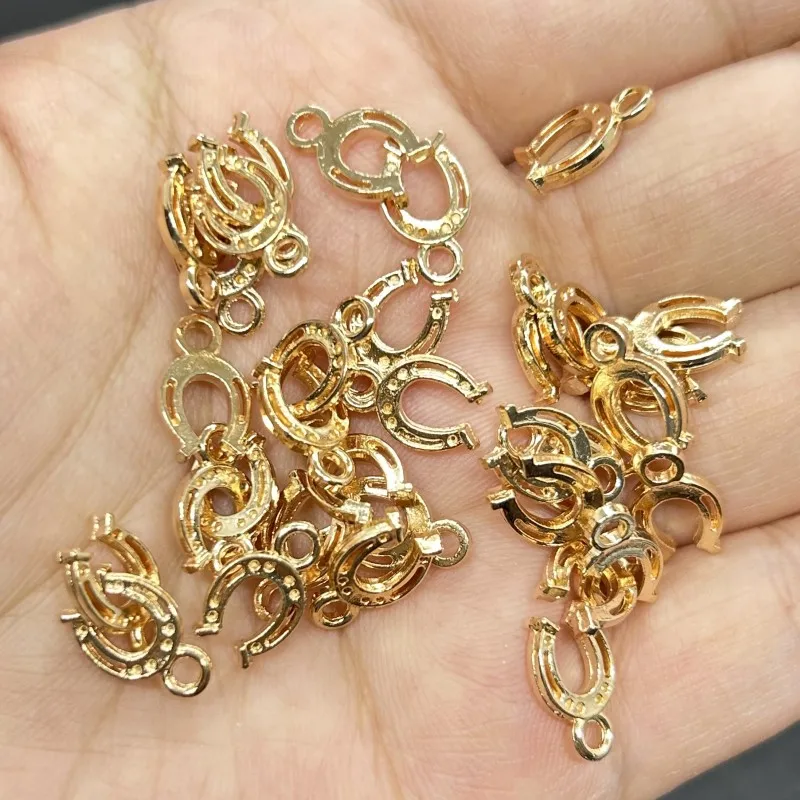 30pcs Lucky Horseshoe Charms Talisman Gold Plated Silver Pendants for Making DIY Jewelry Supplies