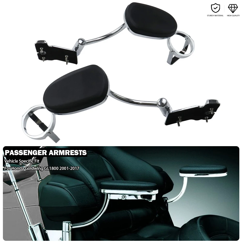 Motorcycle Adjustable Rear Passenger Armrests Black&Chrome Arm Rests For Honda Goldwing GL1800 GL 1800 2001-2014 2015 2016 2017