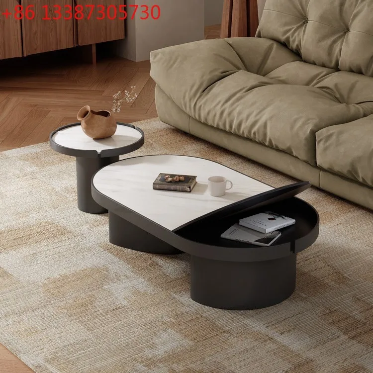 

Итальянский минималистичный кофейный столик из микрокристаллического камня, современный, простой, для гостиной, новый, в стиле лёгкой роскоши, с изысканным дизайном.