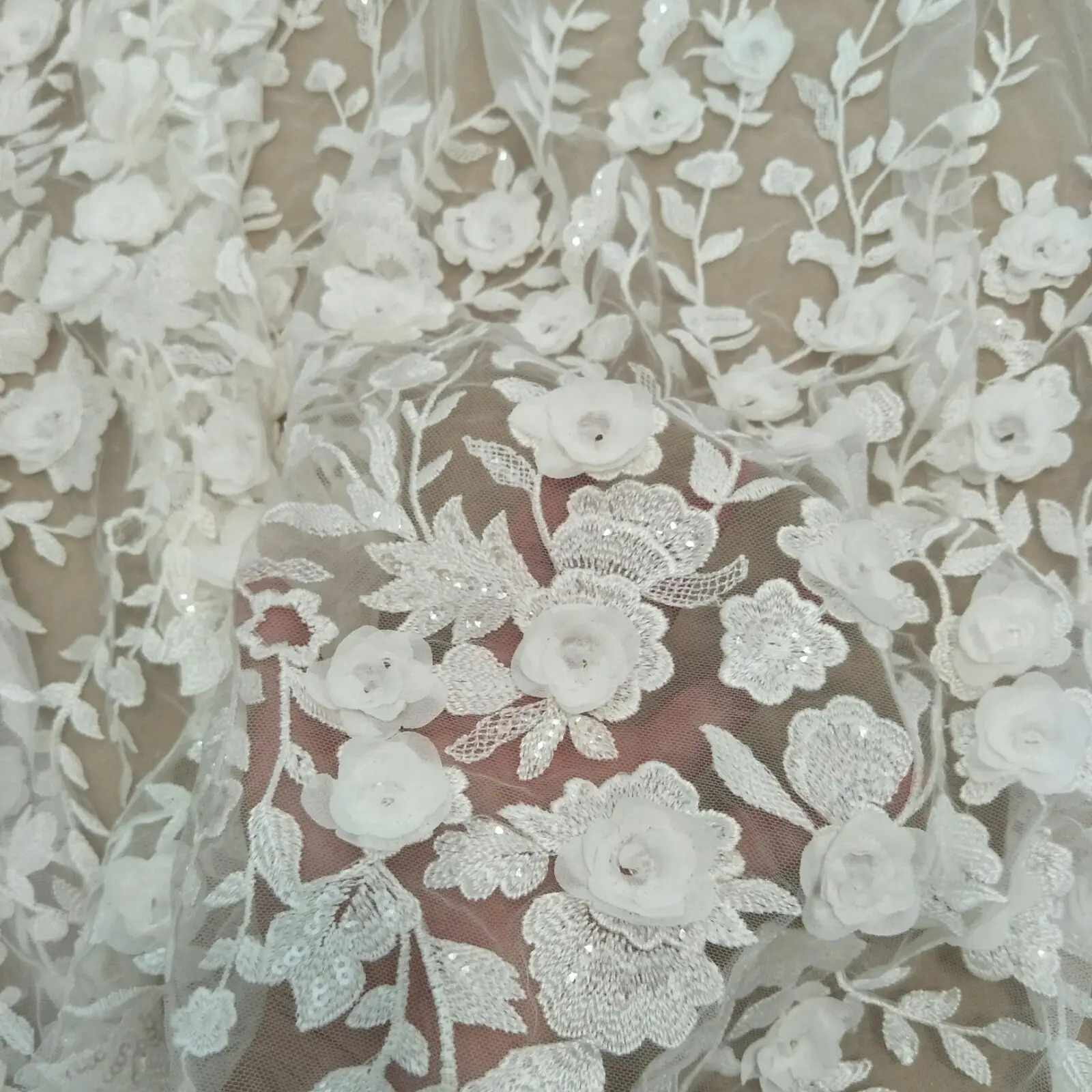 flower lace fabric bridal lace fabric 130cm width ivory wedding dress lace fabric sell by yard