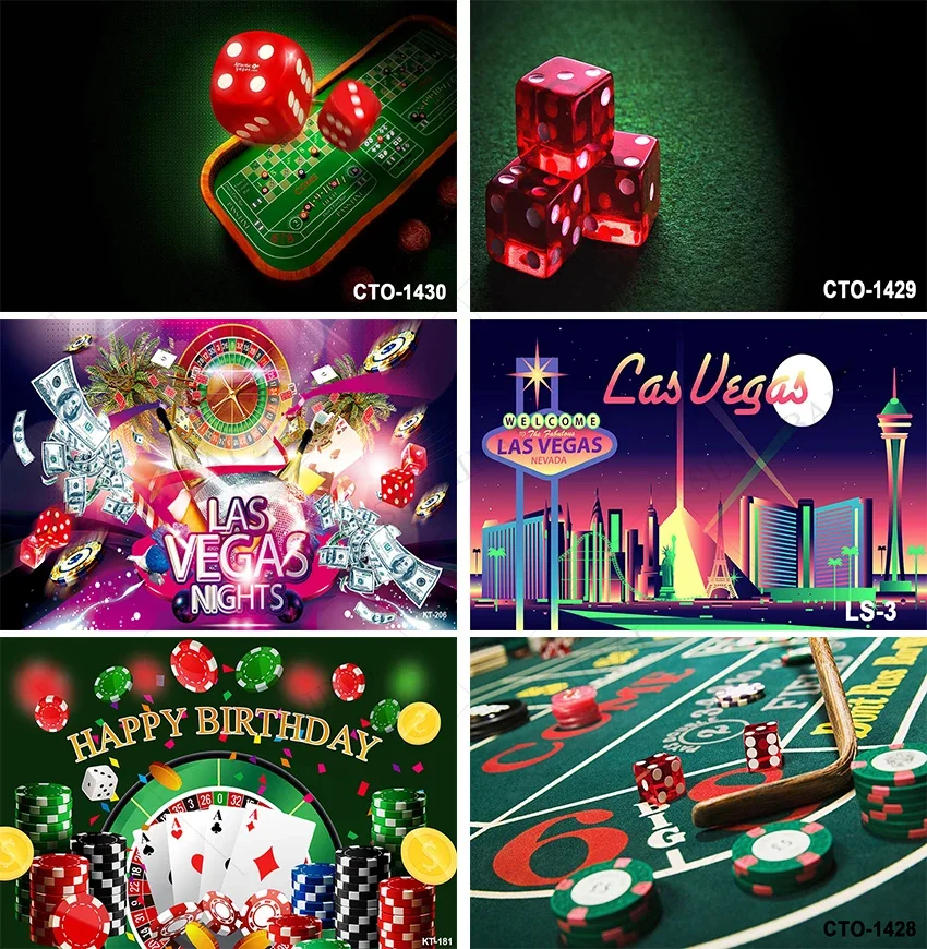 

Poker Dice Photography Backdrop Las Vegas Casino Lucky Night Light Scenery Chip Decorations Boy Portrait Head Shoot Photo Studio