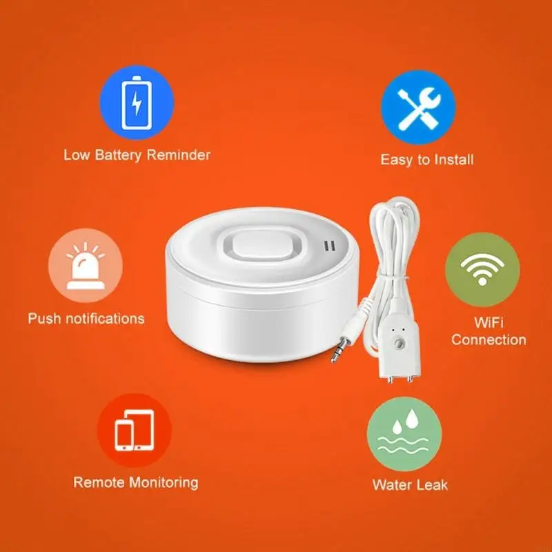 Sistema detecção vazamento residencial, alarme água habilitado por wi-fi, alertas rápidos, tecnologia, configurações