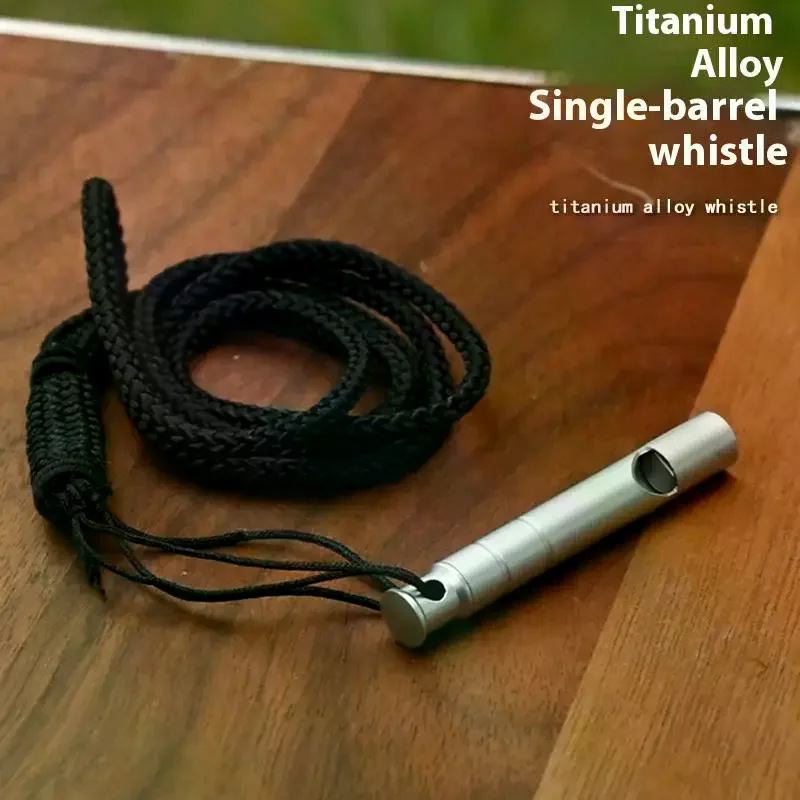 

Titanium Alloy Emergency Whistle With Cord Whistle Camping Hiking Trip Exploring Whistle Outdoor Survival Safety