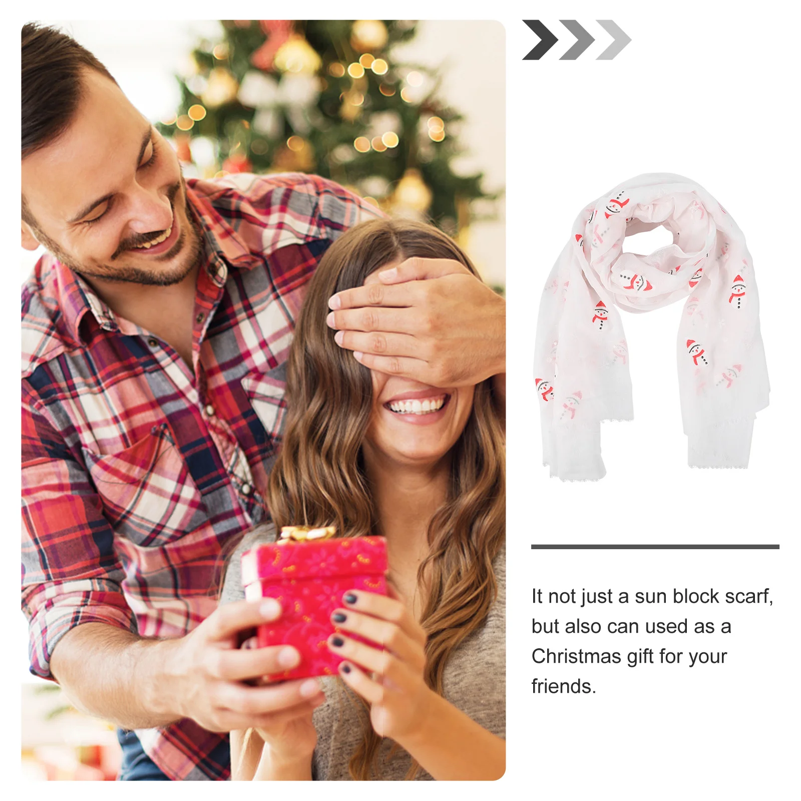 

Snowman Snowflake Printed Scarf Christmas Shawl Long Women Creative Xmas Fresh Style Voile Scarves Fashionable Decorative Large