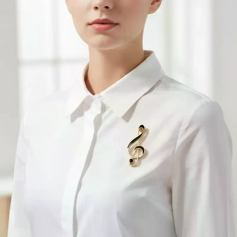 1 Pcs Music Note Brooch Treble Clef Enamel Metal Pin Musical Symbol Brooches For Women Suit Lapel Scarf Jewelry Gift