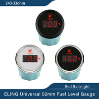 Car Boat Yacht Universal 52mm Fuel Level Gauge 0-190ohm 240-33ohm Signal with Red Backlight 9-32V