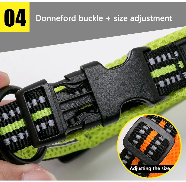 Truelove Adjustable Mesh Padded Pet Collar Bright Reflective Nylon Dog Collar Durable Heavy Duty for All Breed Weather TLC5011
