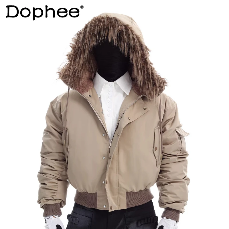 

Мужские зимние куртки 2025 года: Новинка! Теплые и стильные куртки с капюшоном и воротником из искусственного меха, на молнии, свободного кроя, для уличной моды.