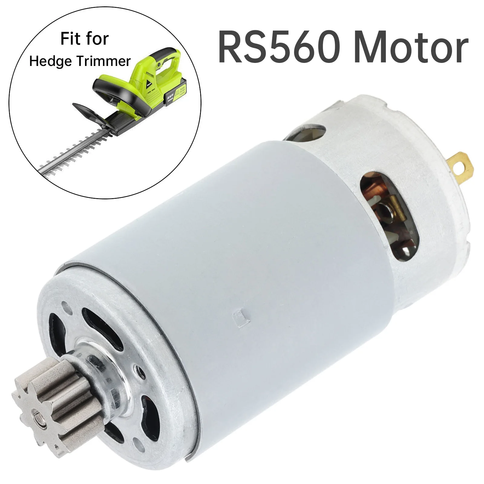 RS560 Hedge Trimmer Motor 18V- 24V Hedge Cutter DC Motor with 9 Teeth Gear, RS560 DC Motor