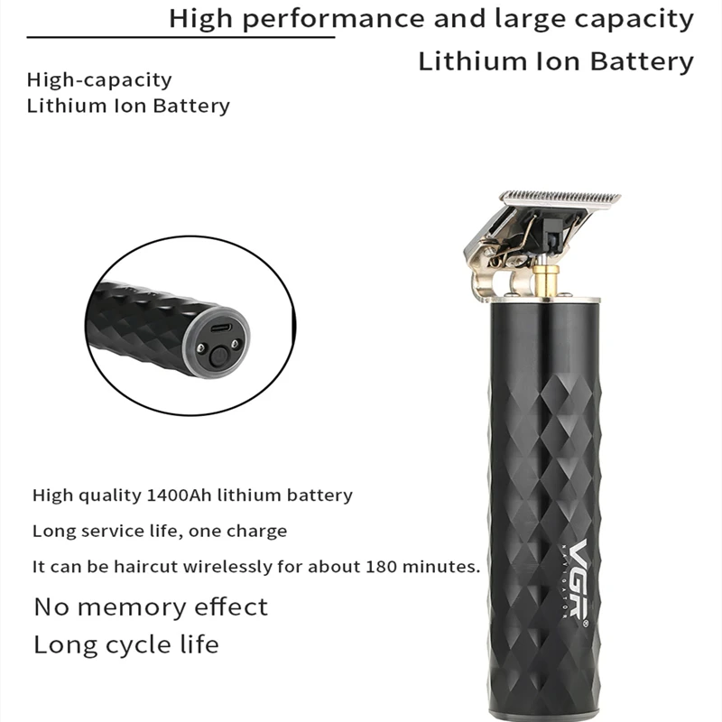 Vgr 170ที่ตัดขน T9การดูแลส่วนบุคคลแบบมืออาชีพ USB Full Metal Oil 0มีดทริมเมอร์สำหรับผู้ชายร้านเสริมสวย V-170 vgr