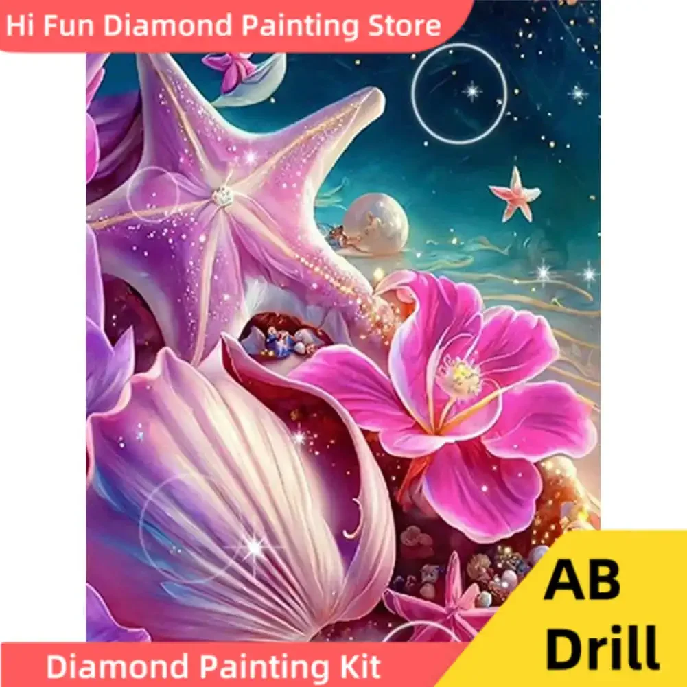 5D DIY Diamond Painting AB Drills Moonlight River Pearls Shells Star Ocean Scenery Embroidery Mosaic Decoration New Year Gift