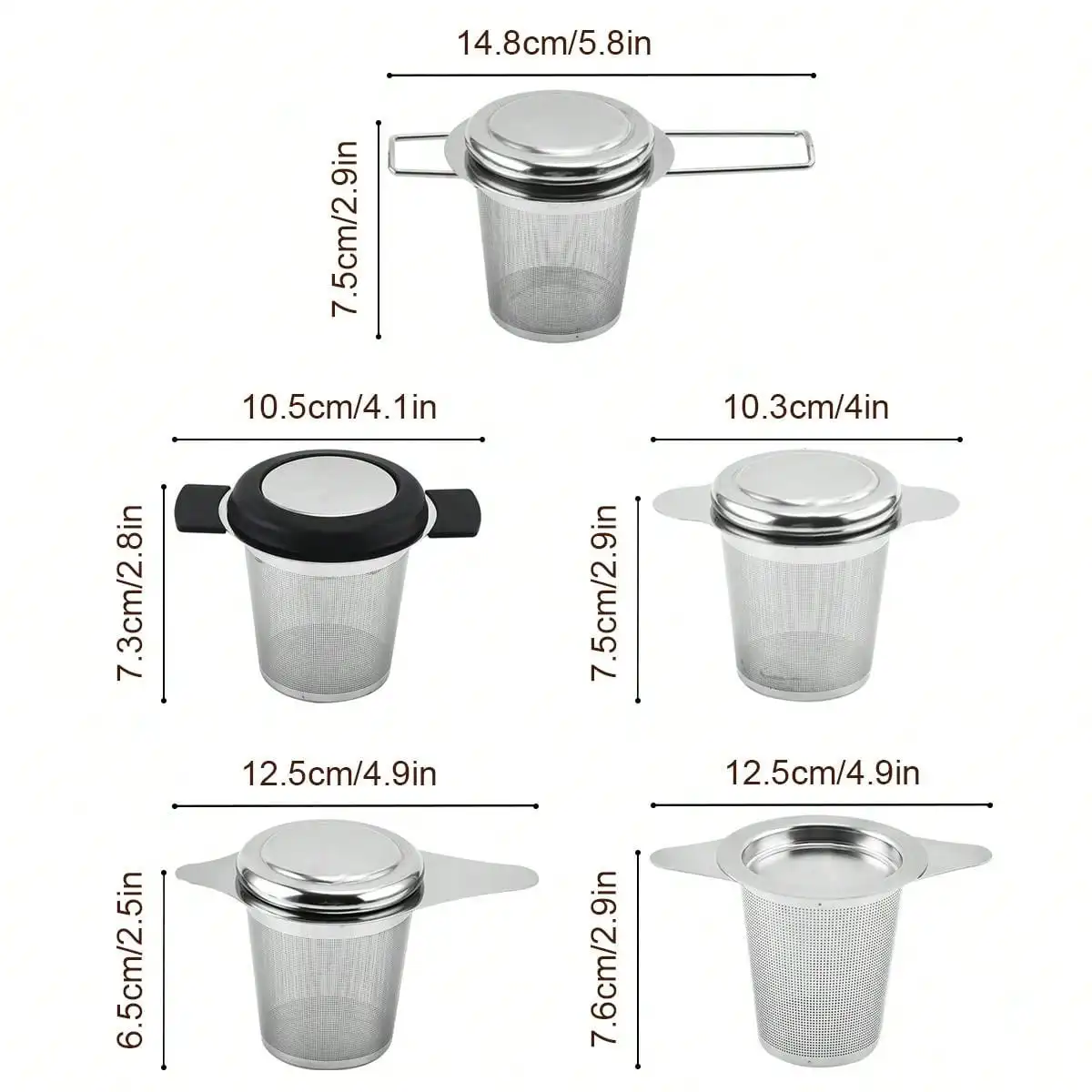 Leeseph Stainless Steel Tea Infuser for Loose Leaf Tea with Heat-Resistant Handle & Lid, Fine Mesh Reusable, Fits Teapots, Cups