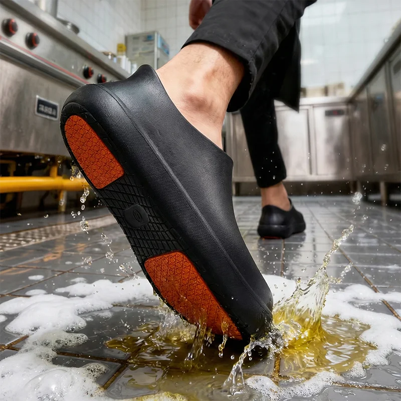 Professionelle rutschfeste Kochschuhe für Herren, ölbeständig, wasserdicht, atmungsaktiv, langlebig, leichte Arbeitssandalen für Restaurants – Detail 13