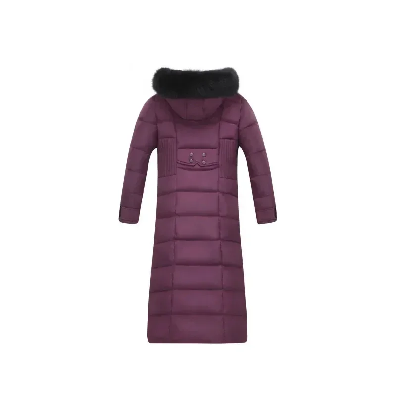 Winter Frauen neue schlanke weiße Enten Daunen jacke Fuchs Pelz Kragen Mäntel warm verdickt über Knie langen Mantel Doudoune Femme