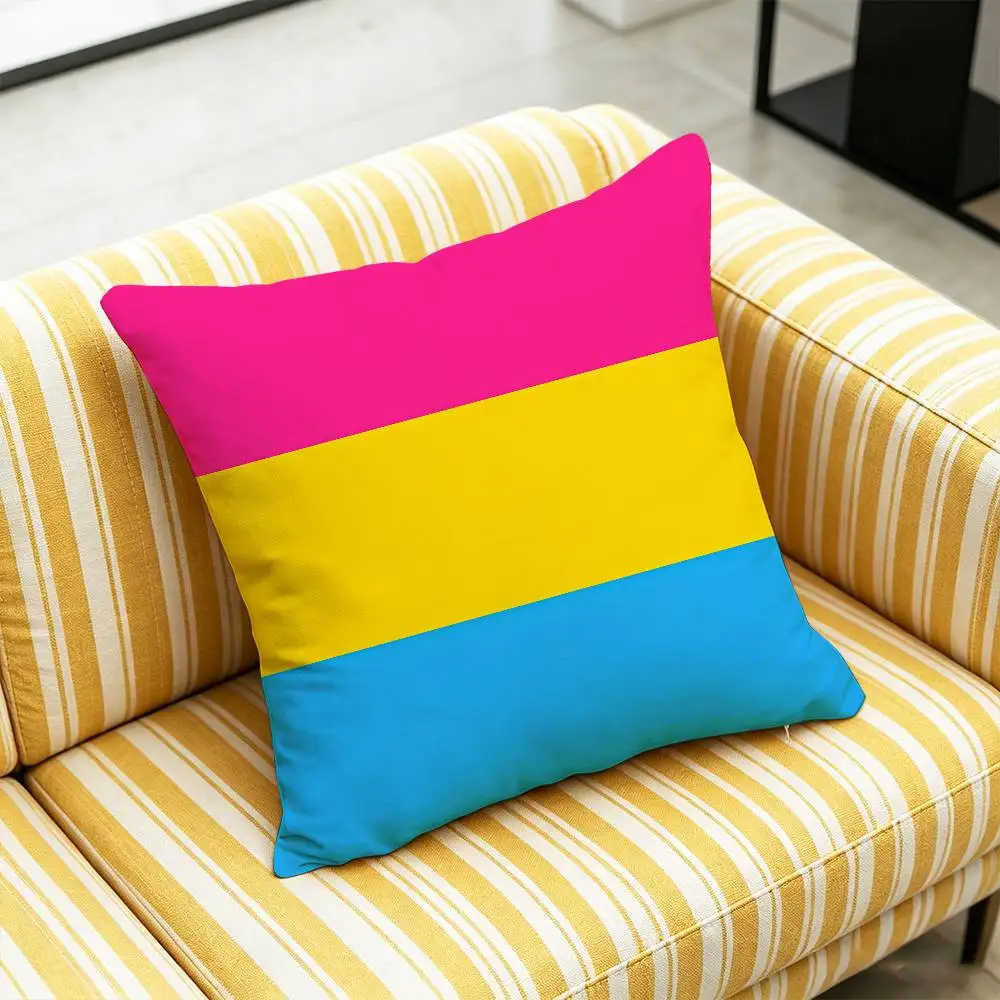 DIY Square Pillowcase Square Office Cushion Cover For LGBT Rainbow Flag Gay Lesbian Bisexual Trans Pansexual Throw Pillow Case