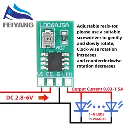 30-1500MA Adjustable Constant Current LED Driver DC 3.3V 3.7V 4.2V 5V PWM Control Board Buck Power Module