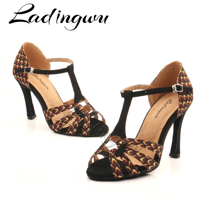 Ladingwu Tanz Schuhe Ballsaal Gedruckt Denim Latin Dance Schuhe Frauen Beruf Salsa Tanz Schuhe Neue Dance Sandalen 6-10cm