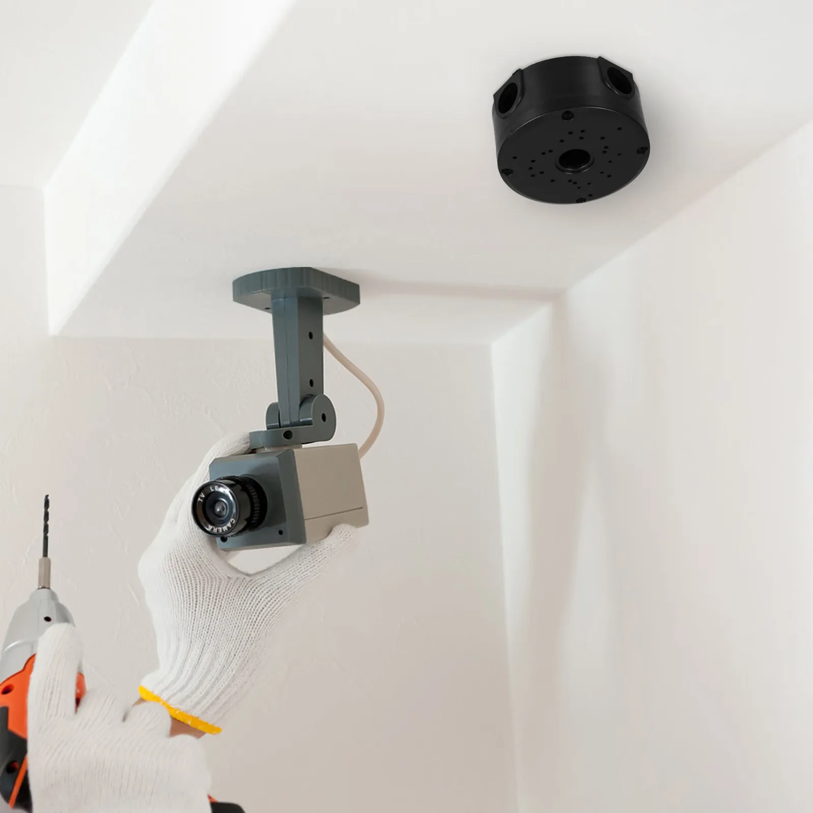 Universal Dome Ceiling Wall Mount Bracket Power Cable Design Waterproof Junction Box for Home Office Security