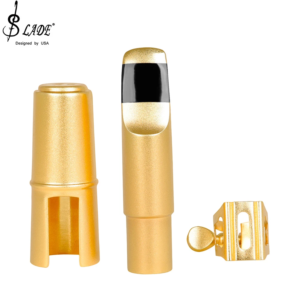 

Professional Alto Saxophone Accessories D-7 Frosted Gold Metal Mouthpiece + Hat + Clip + Storage Bag Woodwind Instrument Parts