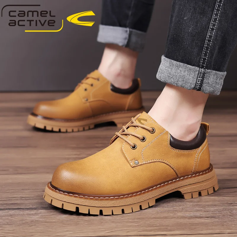 Camel Active Men's Shoes Genuine Leather Luxury All Seasons Quality Comfortable Handmade Anti-Skid Platform Men Casual Shoes