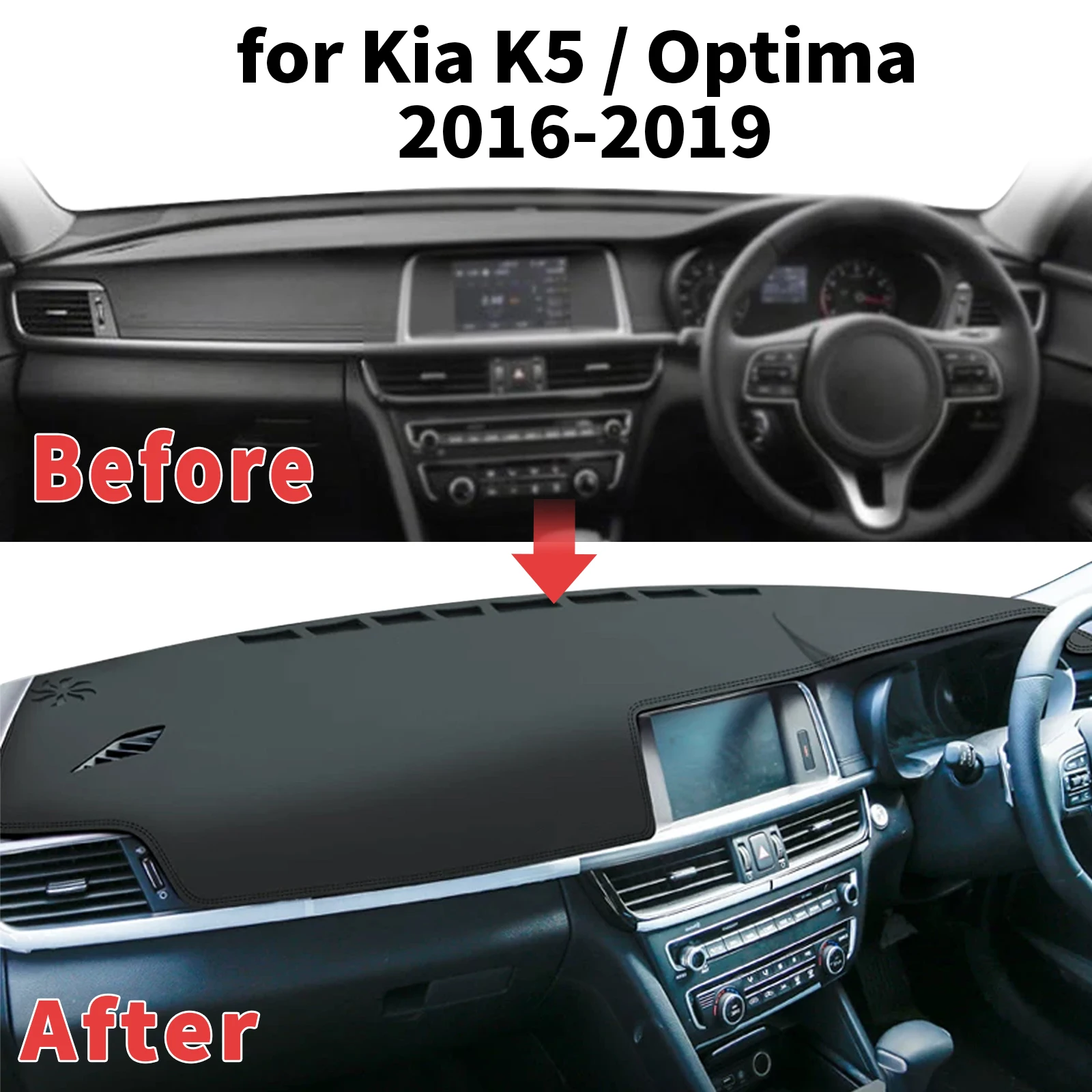 for KIA Optima K5 2016-2018 2019 Dashboard Cover Sun Shade Protector Dashmat Anti-Glare UV Block Carpet Mat Automotive Dash Mat