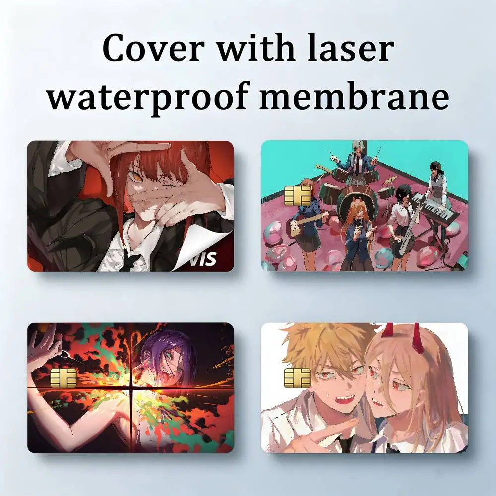 C-Chainsaw Man Holographic Laser Shinny Film Skin Cover Sticker for Debit Credit Card Bank Card
