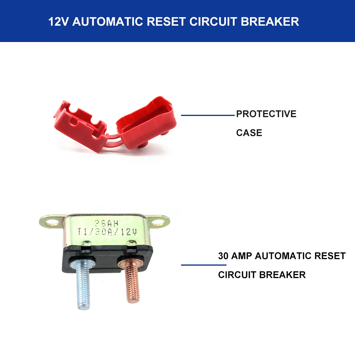 

DC 12V 30A IP67 Waterproof Circuit Breaker with Auto Reset for Marine Boat Dirt Bike Special Vehicle (Red)