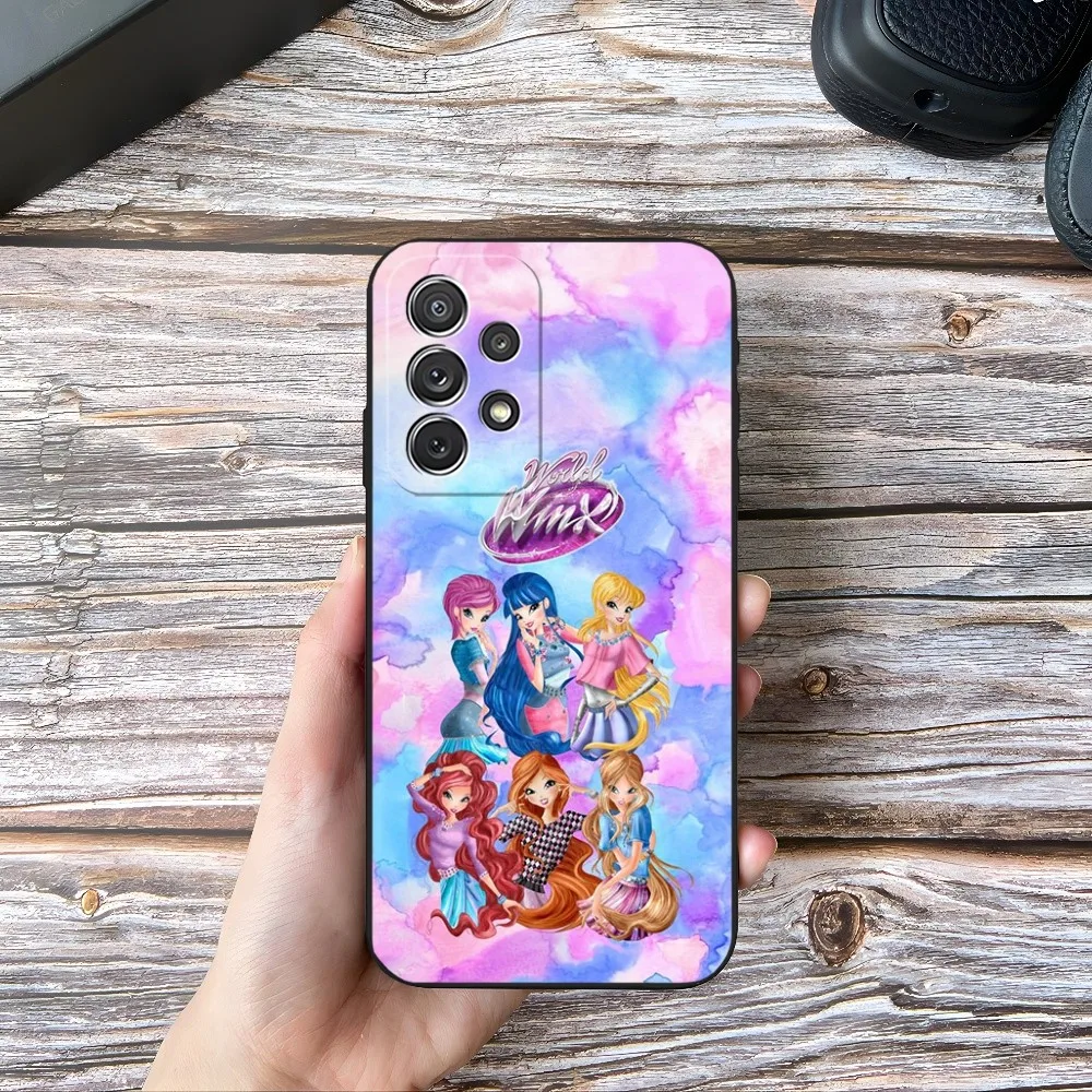 Kreskówka etui na telefon W-Winx Girl Club Samsung Galaxy S23 Ultra S24 S22 S20 Fe S21 Plus A54 A34 A24 A53 M54 Note 20 tylna okładka