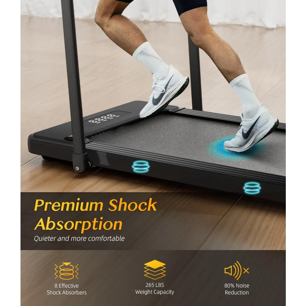 2 in 1 Folding Treadmill, Smart Walking Running Machine with Bluetooth Audio Speakers, Installation-Free