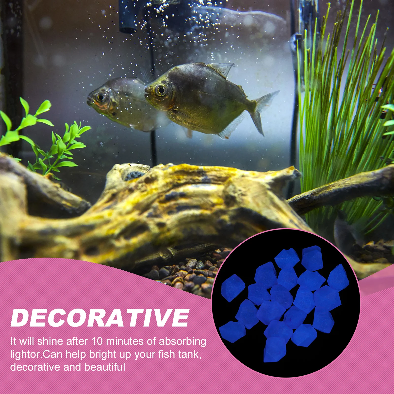 

300pcs Luminous Resin Aquarium Stone Chic Fish Tank Pebble Decor Landscape Ornament Colored Resin Stone For Aquatic Decoration
