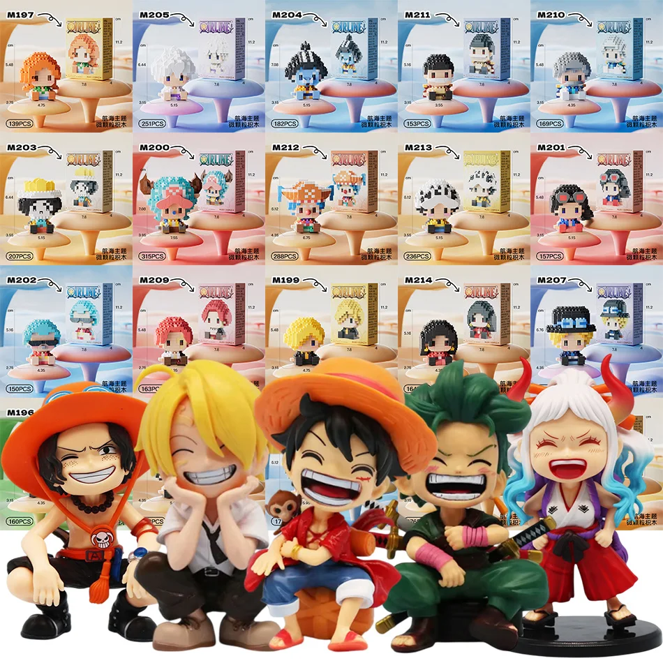 Anime-Bausatzfiguren One Piece Luffy Nami Usopp 3D-Modell Robin Franky Jinbe Sanji Mini-Modell PVC-Figur Spielzeug als Geschenk