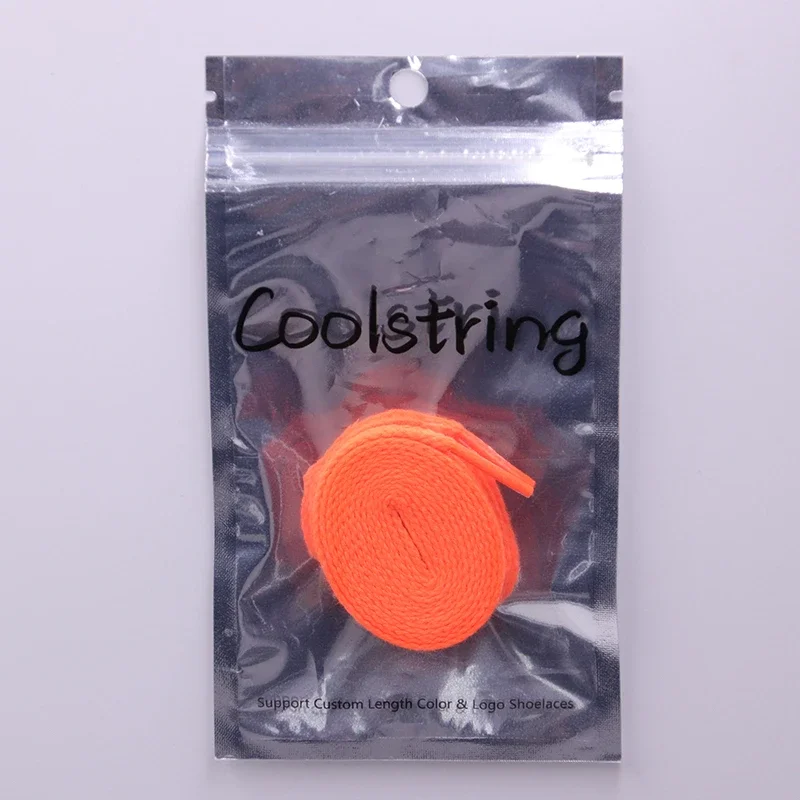 Coolstring 7MM Eye-Catching Bright Solid Color Flat Shape Shoelaces Double-Layer Polyester with Plastic Tips for Drop-Shipping