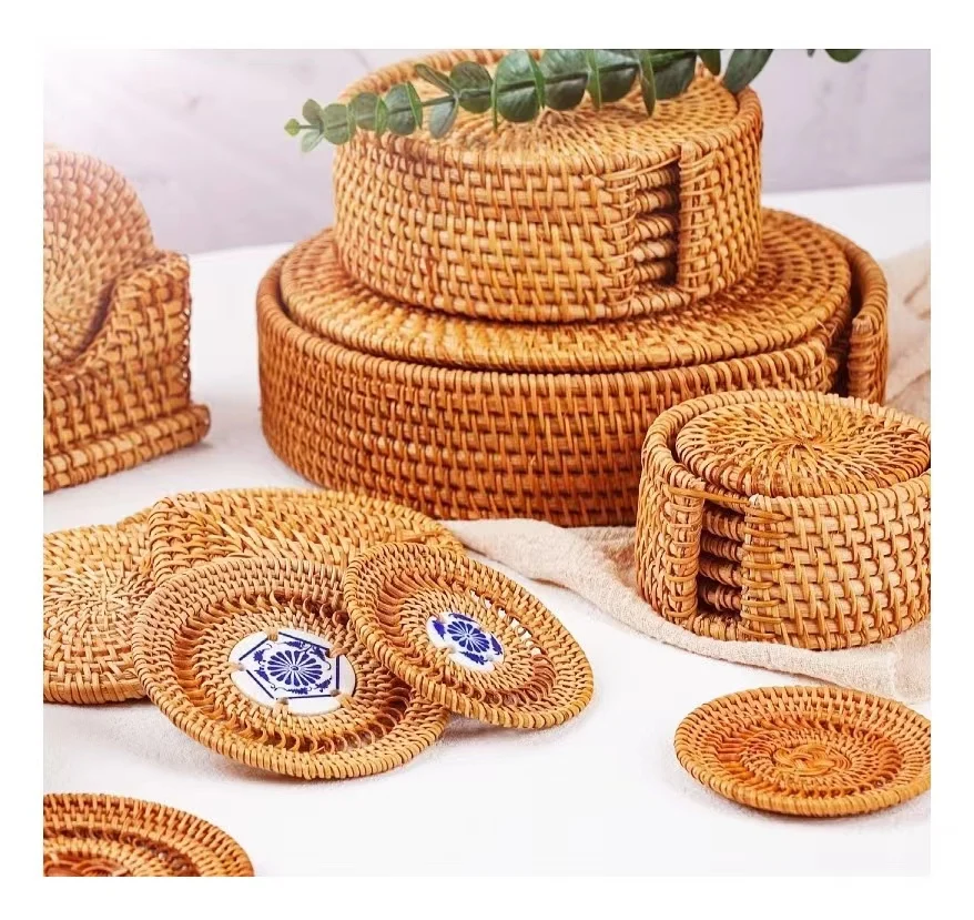 Akito Woven Chinese Style Coaster Tea Set Kitchen Accessories Heat Insulation Coffee Cup Pad Placemat