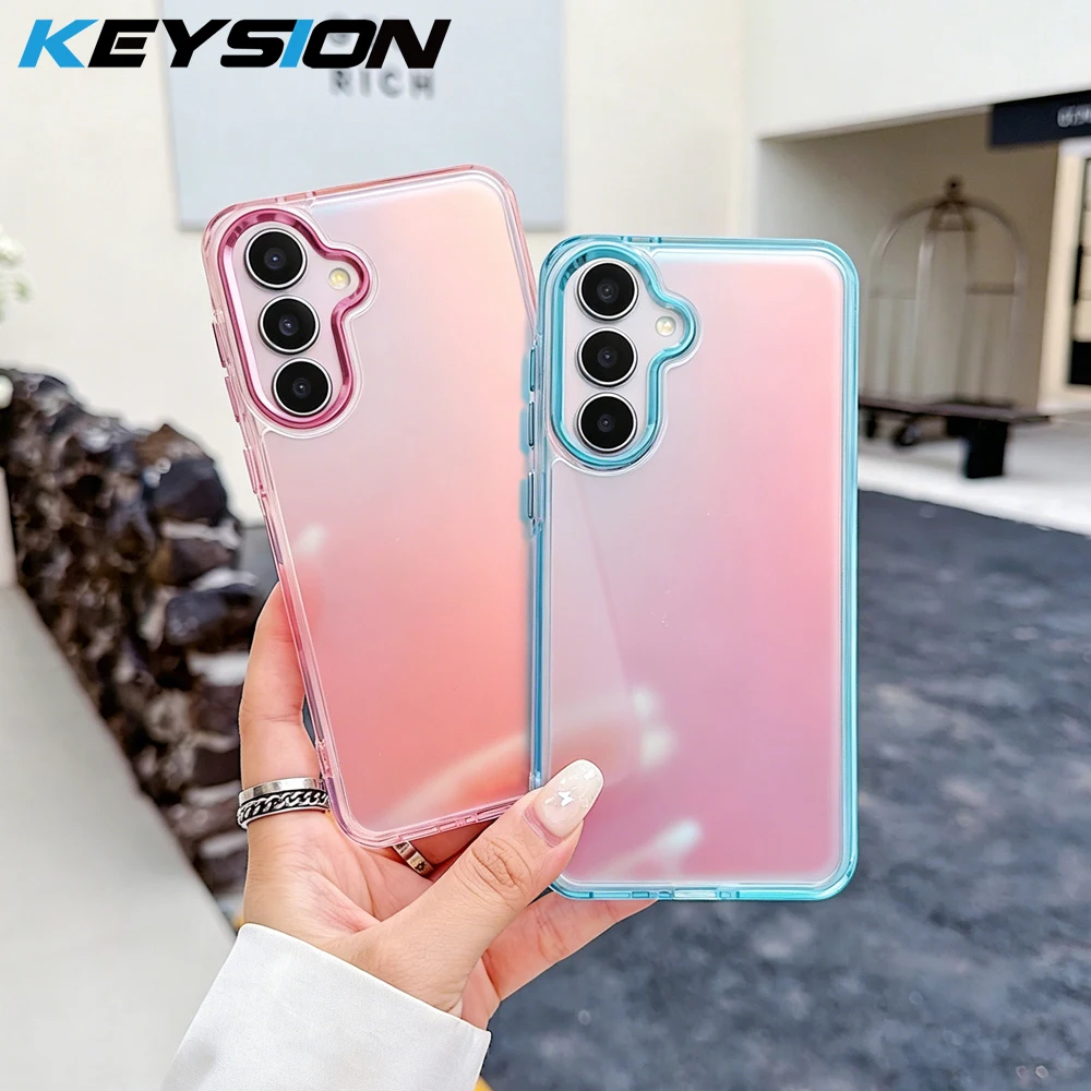 KEYSION Fashion Laser Gradient Bunte Handyhülle für Samsung A54 5G A34 A24 A14 TPU+PC stoßfeste Rückseite für Galaxy A04S
