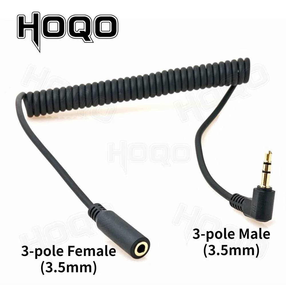 90 Degree 3.5mm 3/4 Pole Male TRS to TRRS 3.5/2.5mm 3/4 Pole Male/Female Headphone Stereo Audio AUX Spring Coiled Spiral Cable