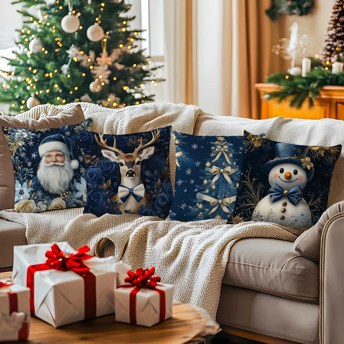 خمر زينة عيد الميلاد المخدة المطبوعة البوليستر 40/45/50 سنتيمتر رمي غطاء وسادة وسادة أريكة الزخرفية المخدة ديكور المنزل #1
