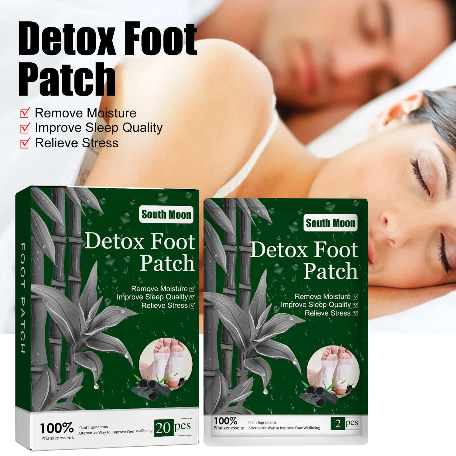 South Moon Detox Foot Patch Relief Stress Anxiety Improve Sleep Anti Swelling Dehumidifying Body Toxins Cleaning Relax Foot Care images - 6