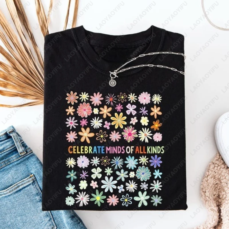 Autism Awareness Celebrate Minds of All Kinds Tshirt SPED Teacher Gift for Men Women Back To School Shirt Cotton Harajuku Tees